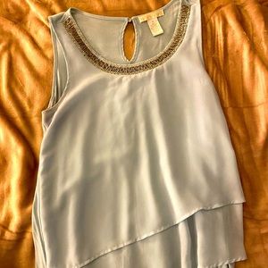 Light Blue Beaded Neckline Top